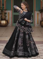 Rayon  Black Navratri Wear Printed Readymade Lehenga Choli